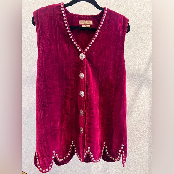 Double D Ranch Tops - Double D Ranch Concho Button Studded Velvet Vest